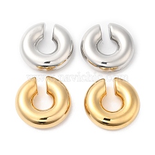 Rack Plating Brass Round Cuff Earrings, Long-Lasting Plated, Cadmium Free & Lead Free