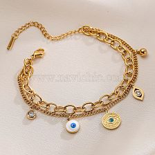 Wholesale Simple Style Devil'S Eye Titanium Steel 18K Gold Plated Zircon Bracelets