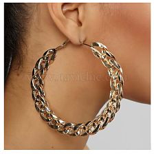 Women Hoop Earrings Fashion Retro Geometric Round Metal Earrings