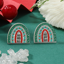 Christmas Tree Rainbow Bridge HOHOHO Glitter Acrylic Earrings Studs