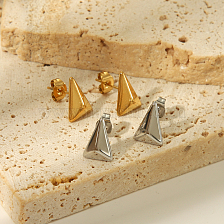 Fashionable geometric titanium steel stud earrings, summer high-end jewelry accessories.