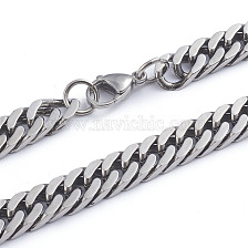 Men's 304 Stainless Steel Diamond Cut Cuban Link Chain Necklaces, with Lobster Claw Clasps