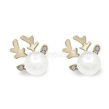 Fashion Micro-set Pearl Antlers Earrings Simple Deer Head Elegant Earrings Deer Earrings