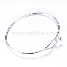 304 Stainless Steel Bangles, with 201 Stainless Steel Beads, Stainless Steel Color, 2-1/4 inch(54mm)x2-1/2 inch(62.5mm)