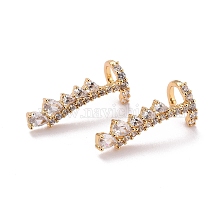 Teardrop Sparkling Cubic Zirconia Cuff Earring for Her, Brass Micro Pave Cubic Zirconia Earrings, Real 18K Gold Plated, 22.5x8.5x10mm, Pin: 1.5mm