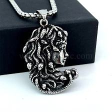 Greek Mythology European Retro Punk Medusa Goddess Stainless Steel Headshot.