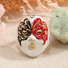 Fashionable Creative Peking Opera Face Mask Ring with Adjustable Oil Drip.