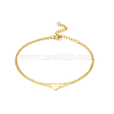 Stainless Steel Gold-Plated Double-Layer Heart Pendant Anklet for Women