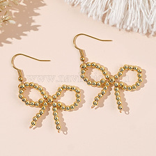 Chic Copper Bead Butterfly Bow Earrings for Women