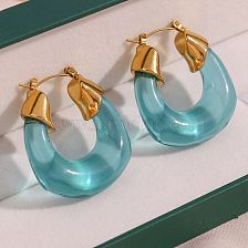 1 Pair Simple Style U Shape Stainless Steel Arylic Plating 18K Gold Plated Women'S Hoop Earrings