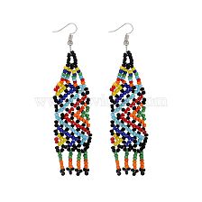 Europe And America Cross Border Internet Celebrity Ethnic Style Handmade Bead Tassel Earrings Niche Design Vintage Vintage Earrings