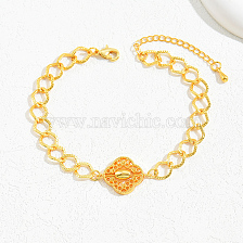 Fashionable Geometric Irregular Gold Flower Anklet for Women in 18K Gold Plated