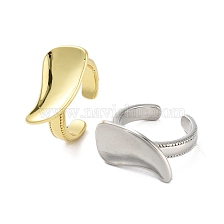 Rack Plating Brass Cuff Rings, Long-Lasting Plated for Women, Lead Free & Cadmium Free