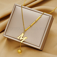 Fashionable 18K Gold Plated Letter Square Pendant Necklace for Women