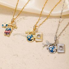 Exquisite 3D Cute Travel Oil Pendant Colorful Necklace for Everyday Wear