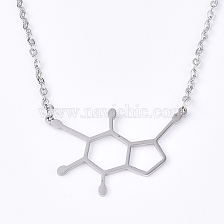 201 Stainless Steel Pendant Necklaces, with Cable Chains, Molecular Structure