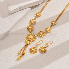 Luxury Zinc Alloy Hollow Flower Tassel Jewelry Set for Parties.