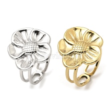 304 Stainless Steel Open Cuff Rings, Flower