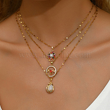 Elegant Copper Necklace with Zircon Flower Pendant for Women's Daily Wear