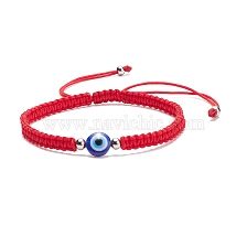 Resin Evil Eye Braided Bead Bracelet, Red Adjustable Bracelet for Kid