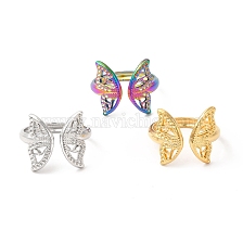 201 Stainless Steel Open Cuff Ring, Butterfly Finger Ring for Women