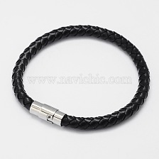 Braided Leather Cord Bracelets, with 304 Stainless Steel Magnetic Clasps, 200x6mm