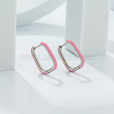 Stainless Steel Oval Dangle Earrings with Fashionable Color Collision Design