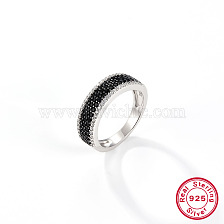 S925 Sterling Silver Geometric Black Zircon Ring Halloween Accessory