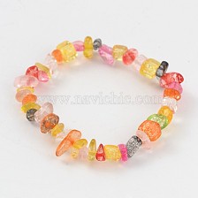 Natural Mixed Stone Beaded Stretch Kids Bracelets, 43mm