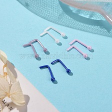 Hypoallergenic Bioceramics Zirconia Ceramic Nose Studs, L-Shaped Nose Rings, Piercing Jewelry for Women, No Fading and Nickel Free