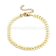 Brass Cobs Chain Bracelets, with 304 Stainless Steel Lobster Claw Clasps and Cardboard Boxes, Leaf