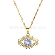 Modern Style Eye Stainless Steel Copper Inlay Artificial Diamond Pendant Necklace