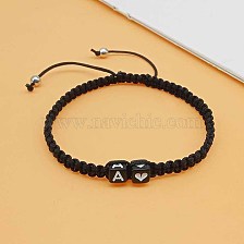 26 English letter bracelet hand woven adjustable acrylic black and white letter woven bracelet