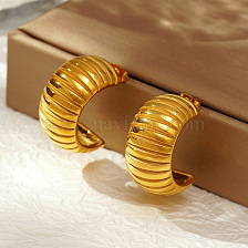 Stylish Stainless Steel Striped Stud Earrings for Women's Daily Wear