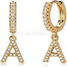 Wholesale Jewelry English Alphabet Micro-inlaid Zircon Earrings 