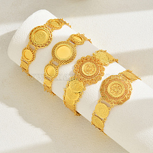 Elegant Hollow Carved Gold Coin Ladies Bracelet with Gold Plating