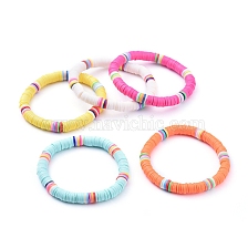 Kids Bracelets, Handmade Polymer Clay Heishi Beads Stretch Bracelets