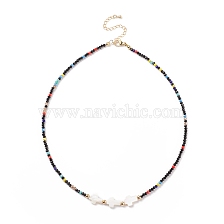 Shell Cross & Glass Beaded Necklace for Women