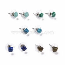 Gemstone Ear Studs, with 304 Stainless Steel Ear Studs