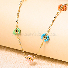 Bohemian Copper Flower Bead Necklace for Women Daily Casual Party Wear