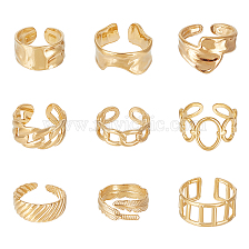 ANATTASOUL 9Pcs 9 Style Titanium Steel Open Cuff Ring for Women