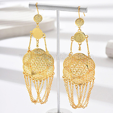 Golden Layered Hollow Flower Earrings for Middle Eastern Bride Wedding Jewelry