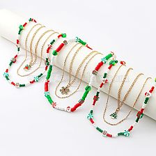 Cartoon Style Cartoon Character Santa Claus Alloy Flakes Christmas Women's Three Layer Necklace