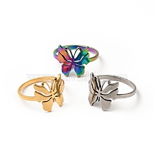 201 Stainless Steel Butterfly Thick Finger Ring for Women