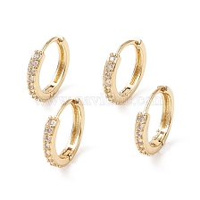 Clear Cubic Zirconia Huggie Hoop Earrings, Long-Lasting Plated Brass Jewelry for Women