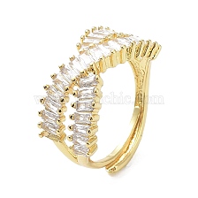 Brass Micro Pave Cubic Zirconia Rings, Long-Lasting Plated, Real 18K Gold Plated, Cadmium Free & Lead Free