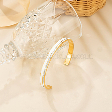 Stylish White Drip Glue 18K Gold Plated Stainless Steel C-shaped Bracelet