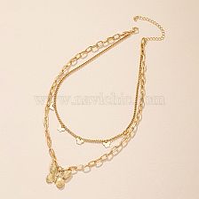 Fashion Butterfly Alloy Plating Layered Necklaces