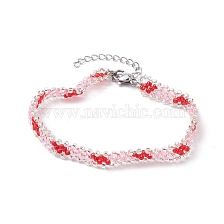 Glass Seed Braided Beaded Bracelet, 304 Stainless Steel Bracelet for Women