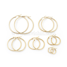 304 Stainless Steel Hoop Earrings Sets, Ring